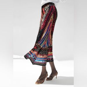 Zara Limited Edition Multi-Colored Sequin Maxi Skirt